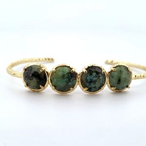 Natural African Turquoise Adjustable Gold Bracelet